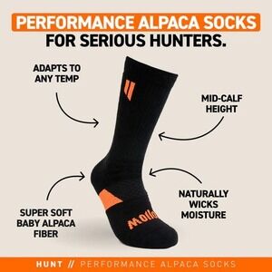 Hollow Performance Alpaca Hunt Socks Black Over The‎ Calf Large New With Tags
